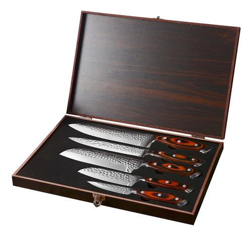 Prochion 5 Pcs Chef Knife Set Con Caja De Regalo De Madera, 