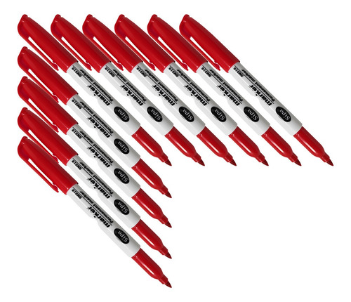 Marcador Permanente Sipa Marker Rojo Punto Fino 1.8 Mm 10pzs
