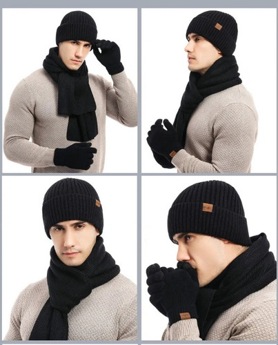 Conjunto Unisex De Tres Piezas De Gorro, Bufanda Y W