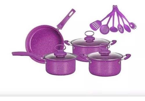 Set Olla Morada De Cocina 14 Piezas