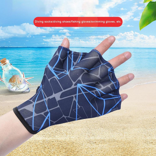 1 Par De Guantes Entrenamiento Natación Acuática Azul Buceo