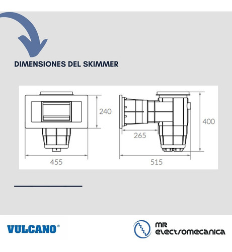 Imagen 6 de 10 de Skimmer Vulcano Boca Ancha Piscina Fibra 38cm / 119009