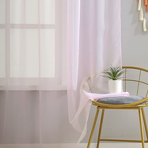 Sitown - Cortinas Semitransparentes De Color Rosa Bebé De 8
