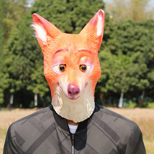 Disfraz De Zootopia Nick Mask Fox Sobre La Cabeza De Un Animal