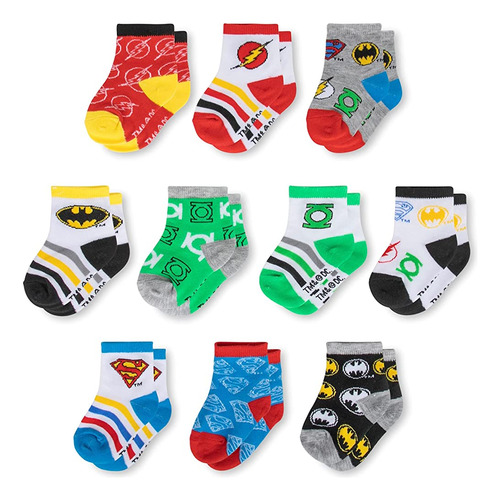 Dc Comics Baby Boys Batman, Superman Y Justic Leauge, 10-pac