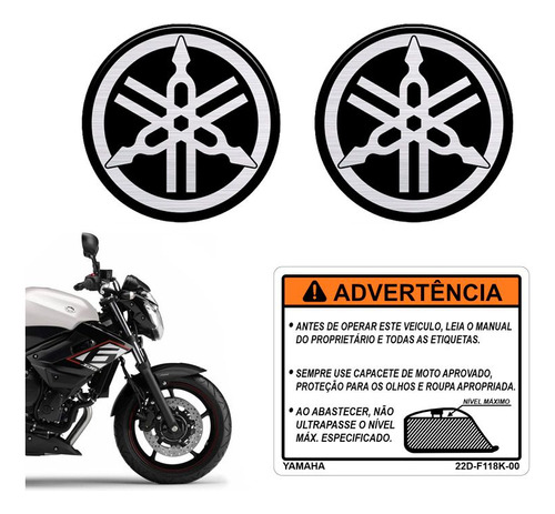 Adesivo Yamaha Xj6 Etiqueta Tanque + Emblemas 50mm Resinados