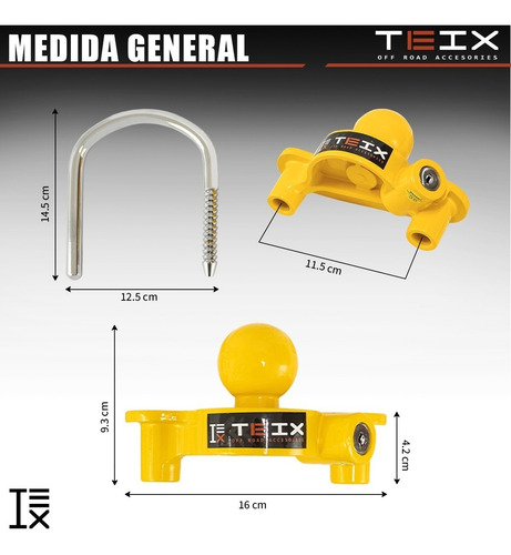 Imagen 5 de 10 de Candado De Colple Seguro Para Remolque Con Llave Marca Teix