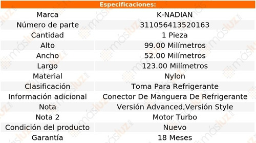 Toma De Refrigerante Nylon Pernos Seat Toledo L4 1.4l 15/17