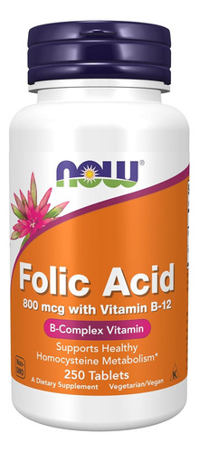 Now Acido Folico 800mcg 250 Tab