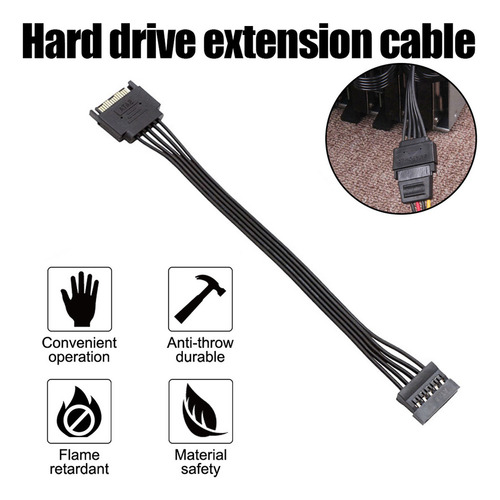 Cable De Extensión Sata De 15 Pines Macho A Hembra Para Disc