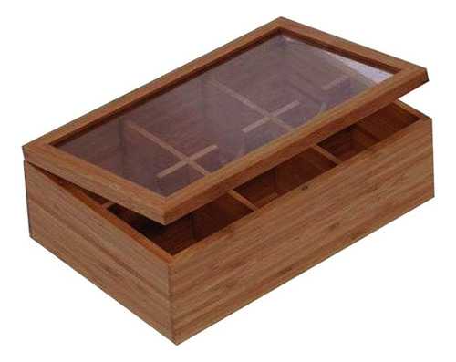 Caja Para Té Selecta Con 6 Divisiones De Bamboo 25x17x8cm