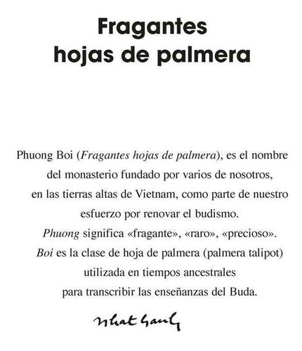 Fragantes Hojas De Palmera, De Thich Nhat Hanh. Editorial Kairos, Tapa Blanda En Español, 2022