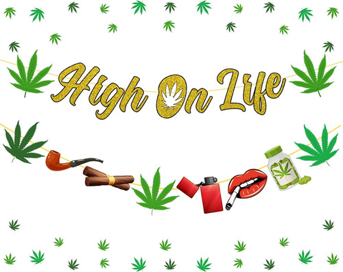 High On Life - Guirnalda De Hojas De Marihuana Para Decoraci