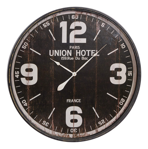 Deco Reloj Pared Redondo Metal Negro