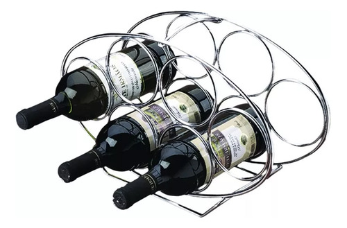 Adega Oval 6 Garrafas Vinho Espumante Porta Suporte Cromada