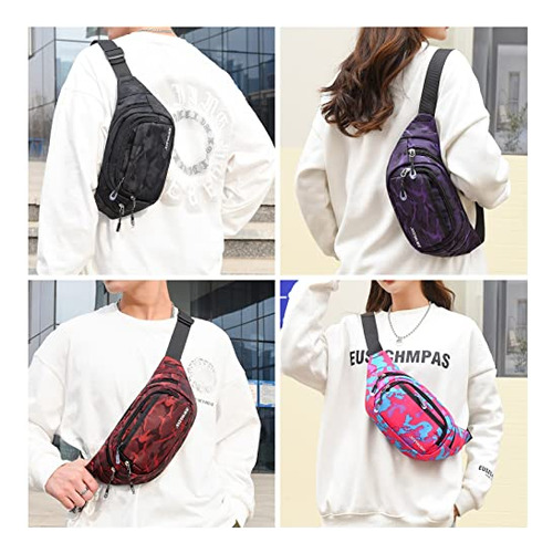 Bolso Cintura Mujer Grande, 5 Bolsillos Cremallera,