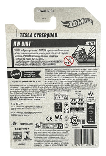 Hotwheels Tesla Cyberquad 984a Gris Oscuro