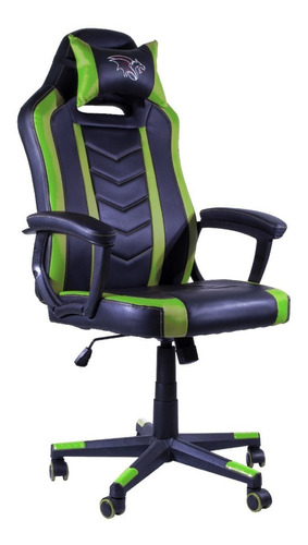 Silla de escritorio Seats And Stools Fire gamer ergonómica  negra y verde con tapizado de cuero sintético