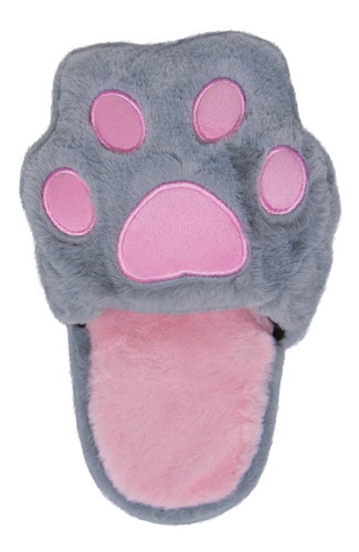 Imagem 2 de 7 de Pantufa Chinelo Pelúcia 3d Pata Gato - Solado Antiderrapante