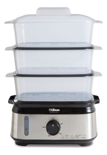 Imagen 6 de 8 de Vaporiera Liliana Av925 Naturalchet Digital 950w 3 Niveles Color Acero Inox