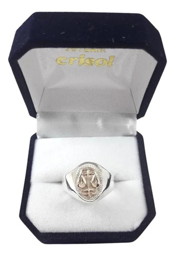 Anillo Abogada Plata Y Logo En Oro