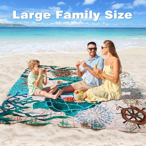 Manta De Playa, 79 X 83 Pulgadas, Impermeable, A Prueba De A