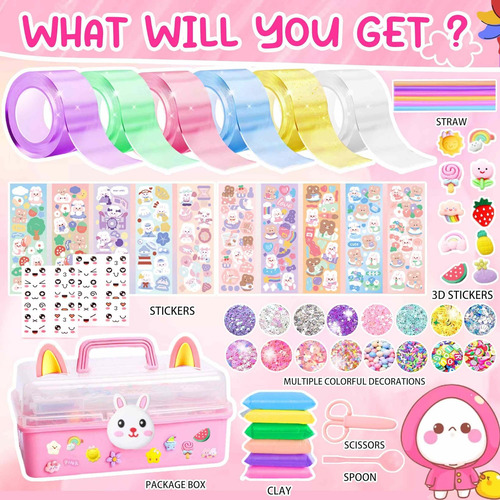 Kit De Burbujas Con Cinta Nano De Conejito Lindo Para Niños