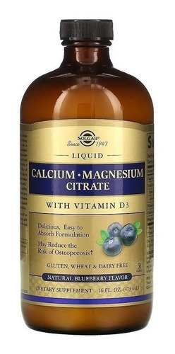 Solgar | Calcium Magnesium Citrate Liquid / Vitamin D | 16oz