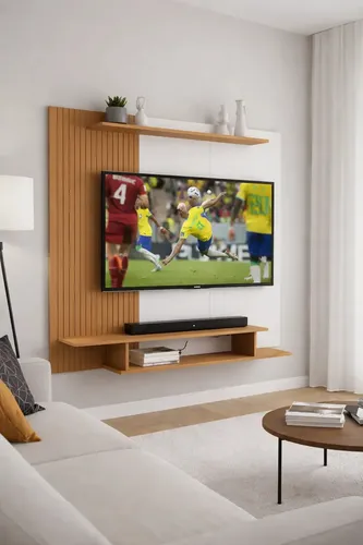 Abda Móveis Painel Sala Tv 55 Polegadas Efeito Ripado Rack 133x109 Of