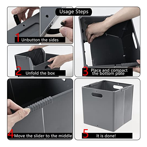 Paquete De 4 Cubos Plegables Para Almacenamiento En Gris
