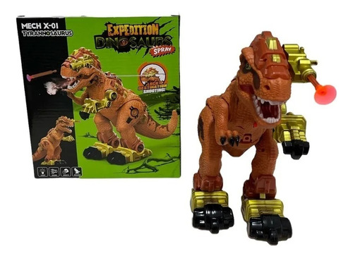 Dinosaurio Camina Tira Humo Sonido Luz Y Dispara Dardo Robot Naranja