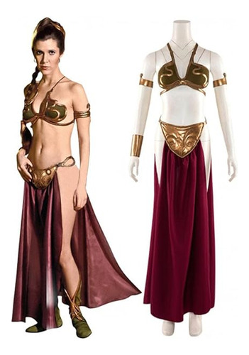 Disfraz Princesa Leia Para Cosplay Vestido Esclava Sujetador