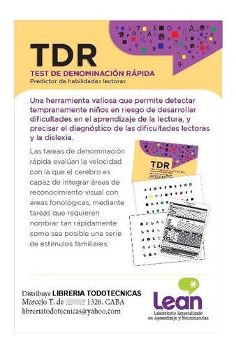 Test Tdr Test De Denominación Rápida. Predictor Habilid Lect