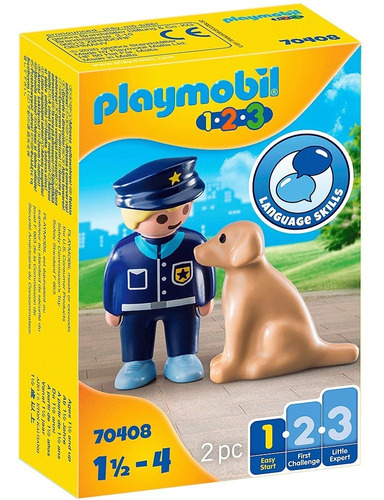 Playmobil 1.2.3 70408 Policía Con Perro