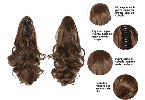 Imagen 3 de 5 de Peluca Rizada Cola Caballo Con Ondas Pequeñas
