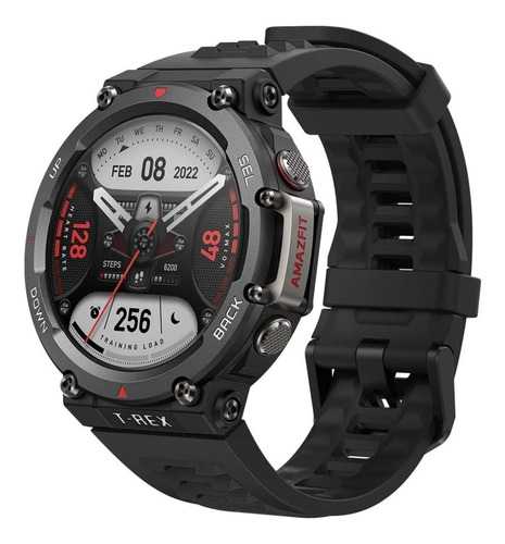 Imagen 2 de 3 de Smartwatch Amazfit T-Rex 2 1.39" caja de aleación de polímero ember black, malla ember black de silicona y bisel ember black