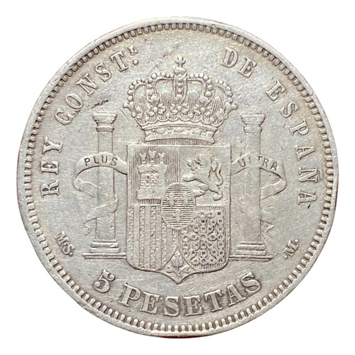 Moneda 5 Pesetas España 1881 Plata 0.900 Km 676 Alfonso 12 (Usado)