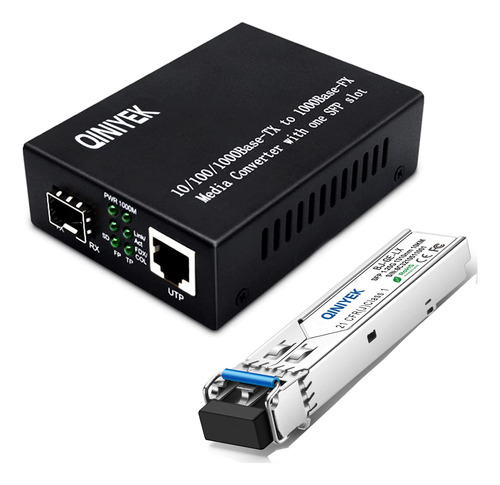 Qiniyek Convertidor Medio Ethernet Fibra Gigabit 10 100 Sfp