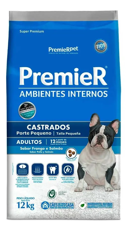 Ração Premier Cães Adulto Castrado Peq Frango E Salmão 12kg