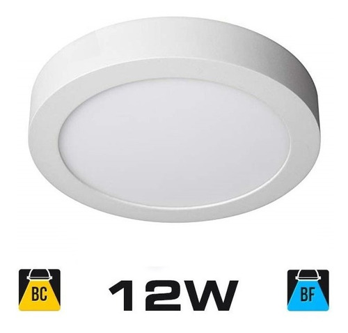 Imagen 1 de 10 de Plafon Led Spot Redondo 12w Aplicar Panel Marco Blanco