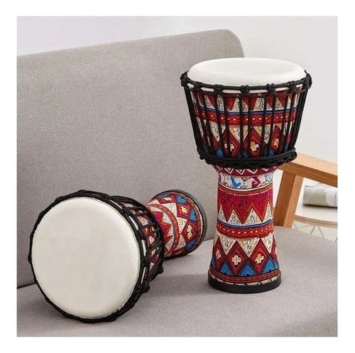 Tambor africano portátil con patrones de djembe africano, color negro