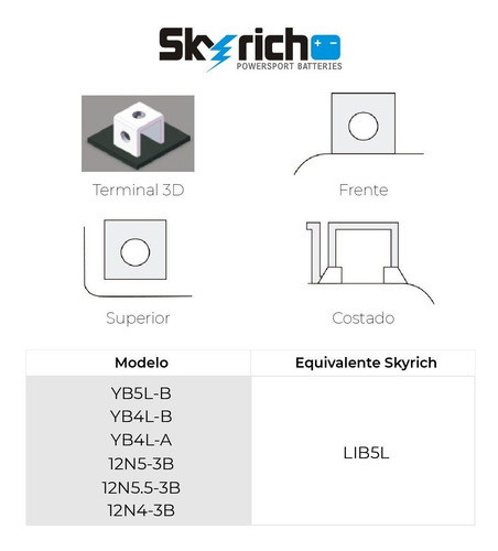 Imagen 4 de 9 de Bateria De Litio Skyrich P/ Moto Lib5l Libre Mantenimiento.