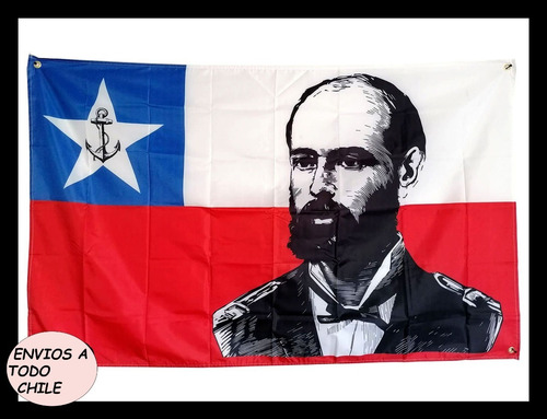Imagen 1 de 1 de Bandera Chilena Arturo Prat Maximo Heroe +envio Gratis