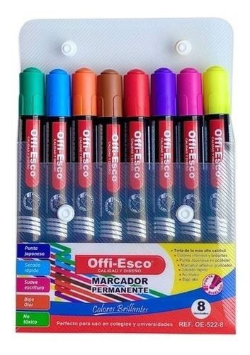 Imagen 2 de 2 de Marcador Permanente Secado Rápido X8 Colores 522-8 Offi-esc