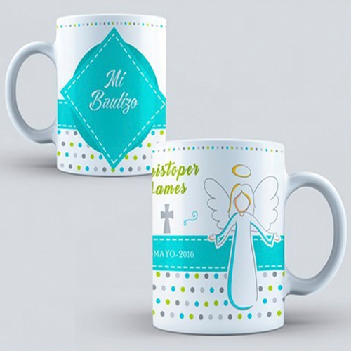 Recuerdo Tazas D  Cerámica Personalizadas 20 Pz Bautizo Baby