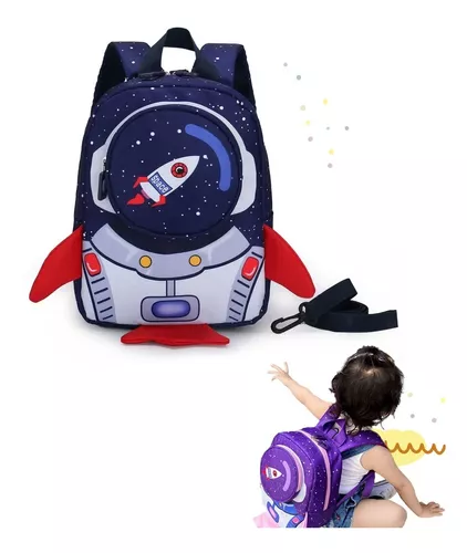 Mochila infantil para niños, universo espacial con cohete, garabatos,  bolsas para niños pequeños, preescolar, jardín de infantes, correa pequeña  para