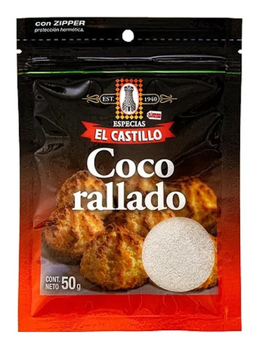 Imagen 1 de 1 de Coco Rallado 50 G Premium El Castillo Especias - Cc
