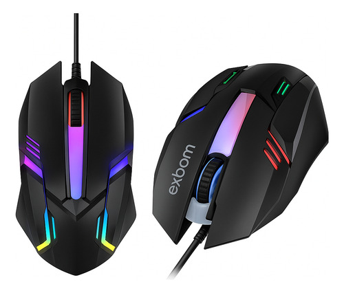Mouse Gamer Barato Led Rgb Usb Com Fio 1200dpi Exbom Ms-62