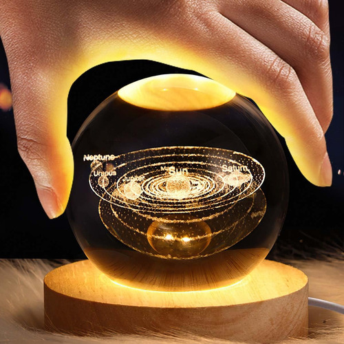 Lámpara De Cristal Con Luz Nocturna 3d Esfera Del Planeta