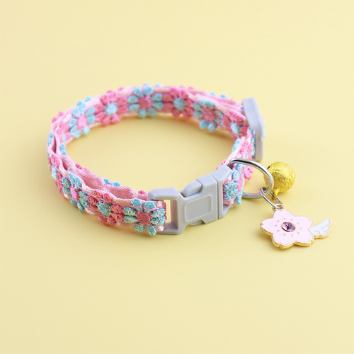 Collar De Dopamina For Gato Con Flores De Encaje De Colores